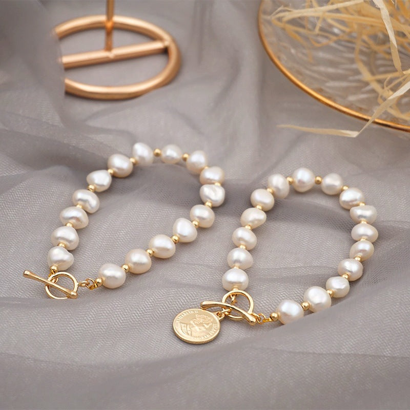 Natural Freshwater Pearl Bracelet - 14K Gold Plated - ZingoStore