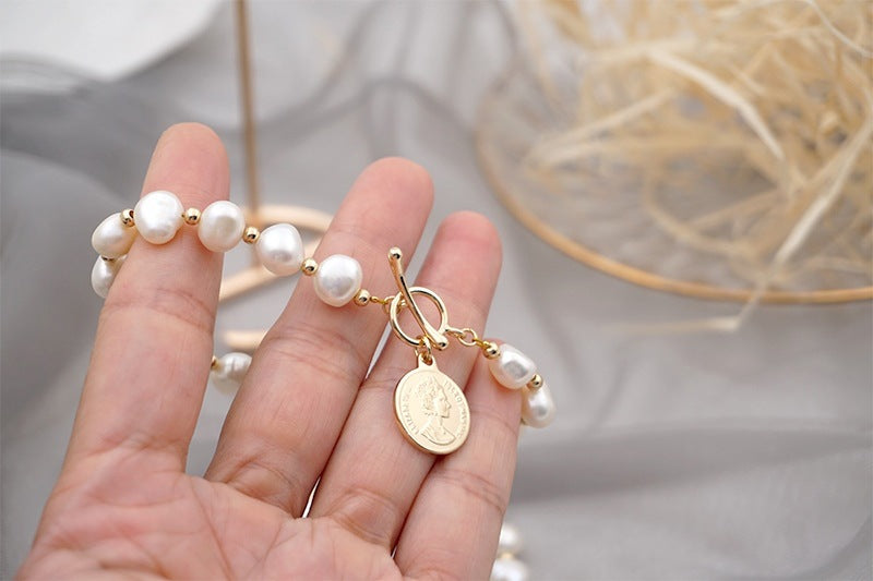 Natural Freshwater Pearl Bracelet - 14K Gold Plated - ZingoStore