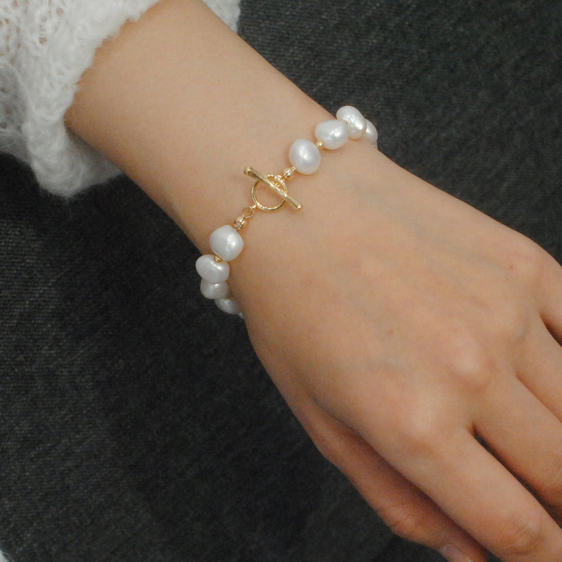 Natural Freshwater Pearl Bracelet - 14K Gold Plated - ZingoStore